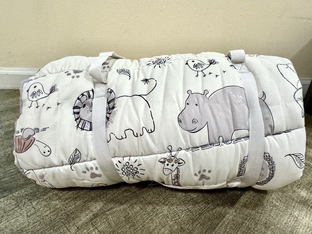 Toddler Nap Mat with Pillow and Blanket - Safari Animals Daycare & Preschool